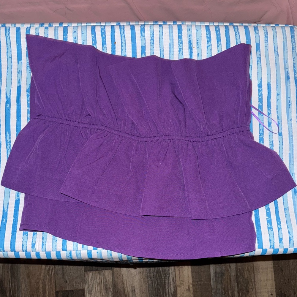Purple Ruffled Strapless Top